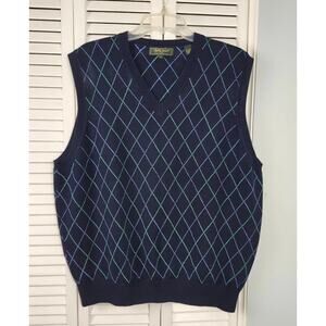 Bobby Jones Argyle Sweater Vest XL Navy Cotton